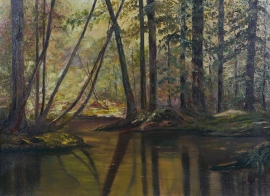 Artwork preview: Sunlit woodland pond