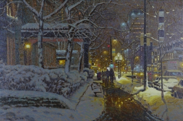 Artwork preview: No title (snowy street at night)